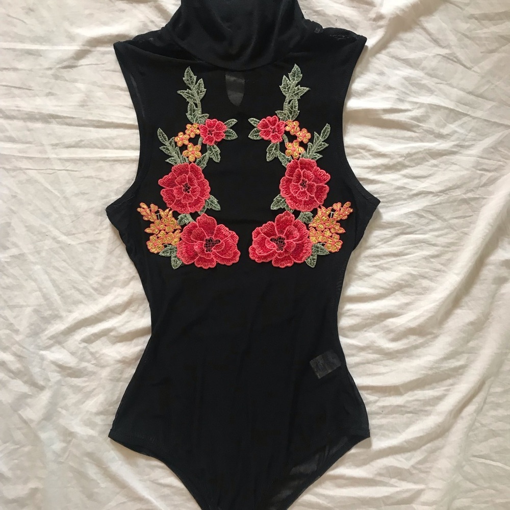 Mesh floral body suit